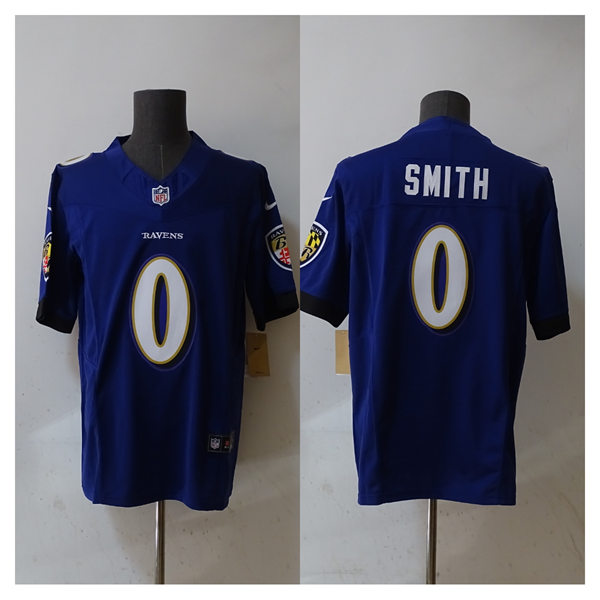 Men's Baltimore Ravens #0 Roquan Smith Nike Purple Vapor F.U.S.E. Limited Jersey