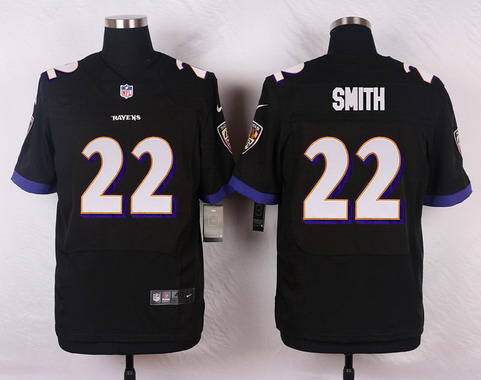 Men's Baltimore Ravens #22 Jimmy Smith Black Nik Elite Jersey