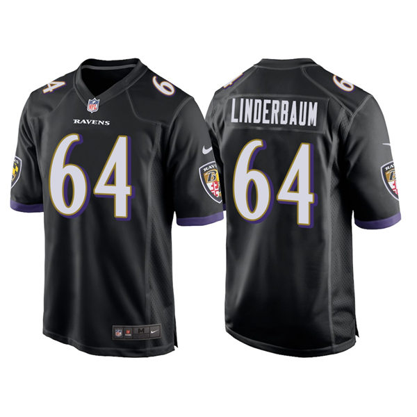 Men's Baltimore Ravens #64 Tyler Linderbaum Nike Black Alternate Vapor Limited Player Jersey