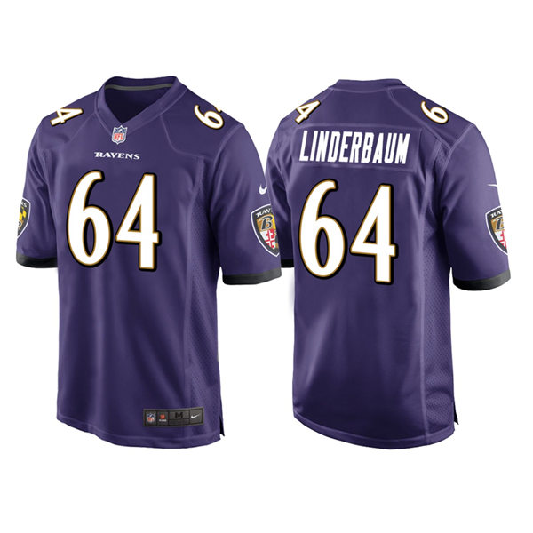 Men's Baltimore Ravens #64 Tyler Linderbaum Nike Purple Vapor Limited Player Jersey