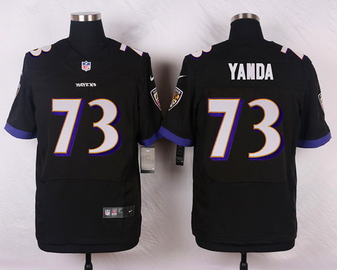 Men's Baltimore Ravens #73 Marshal Yanda Black Nik Elite Jersey