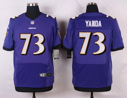 Men's Baltimore Ravens #73 Marshal Yanda Purple Nik Elite Jersey