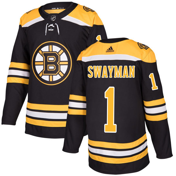 Men's Boston Bruins #1 Jeremy Swayman adidas Home Black Jersey