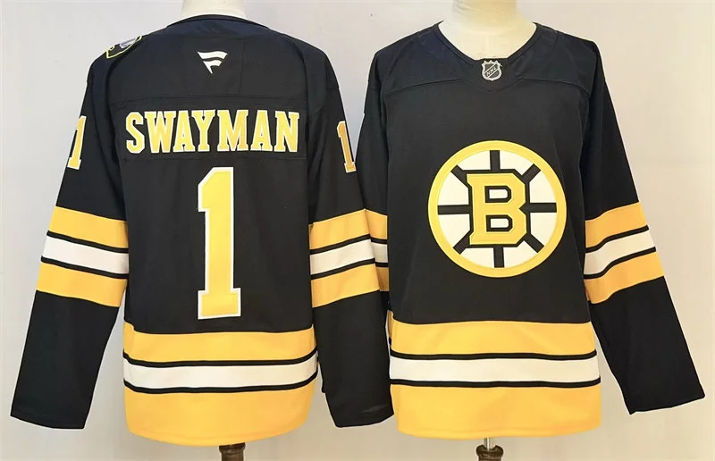 Men's Boston Bruins #1 Jeremy Swayman Fanatics 2025 Black Home Premium Player Jersey