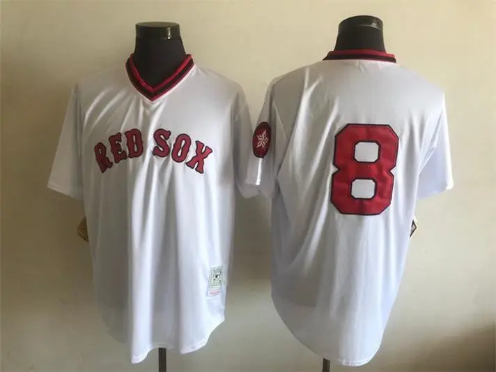 Men's Boston Red Sox #8 Carl Yastzremski White Pullover Throwback Jersey