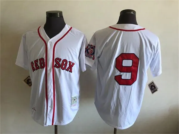 Men's Boston Red Sox Retired Player #9 Ted Williams Home White 1939 Throwabck Jersey