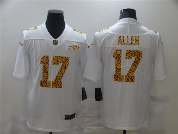 Men's Buffalo Bills #17 Josh Allen White Nike Leopard Fashion Football Jersey