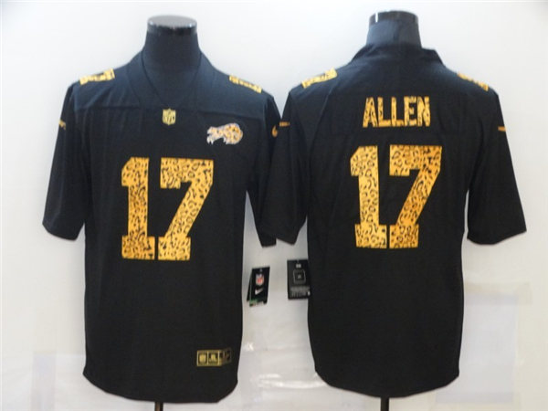 Men's Buffalo Bills #17 Josh Allen Black Nike Leopard Fashion Football Jersey
