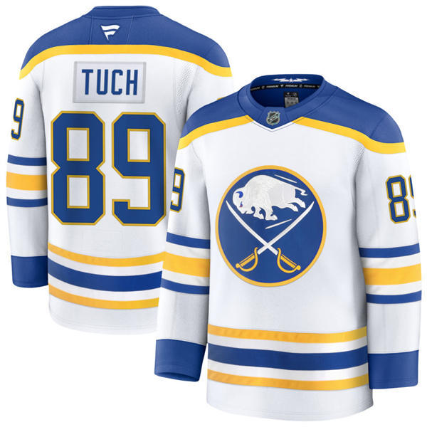 Men's Buffalo Sabres #89 Alex Tuch Fanatics White Royal Away Premier Player Jersey