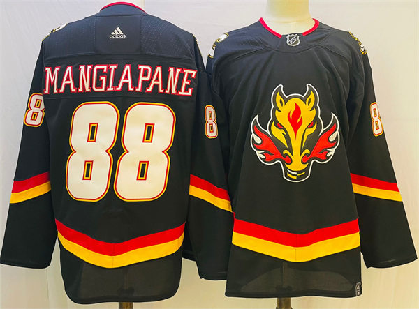 Men's Calgary Flames #88 Andrew Mangiapane Black Adidas 2021 Reverse Retro Jersey