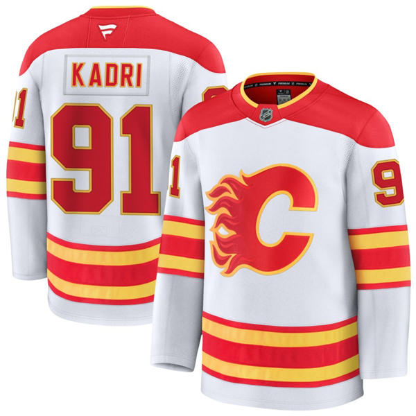 Men's Calgary Flames #91 Nazem Kadri Fanatics White Away Player Jersey