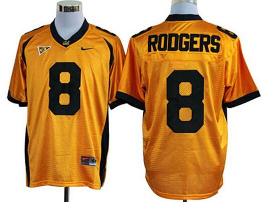 Men's California Golden Bears #8 Aaron Rodgers Yellow College Football Cal Bears Jersey