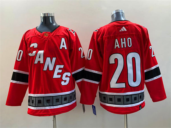 Men's Carolina Hurricanes #20 Sebastian Aho Red 2022 Reverse Retro Primegreen Jersey