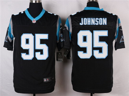 Mens Nike NFL Elite Jersey Carolina Panthers #95 Charles Johnson Black