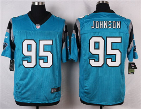 Men's Nike Elite Jersey  Carolina Panthers #95 Charles Johnson Light Blue