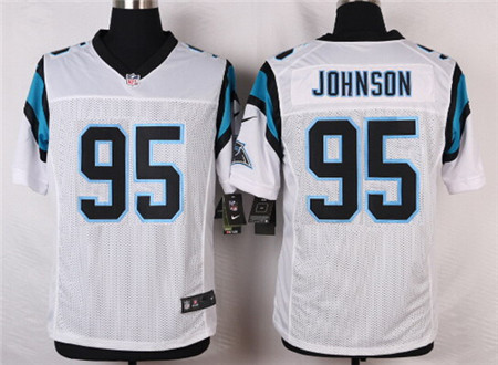 Men's Nike Elite Jersey  Carolina Panthers #95 Charles Johnson White