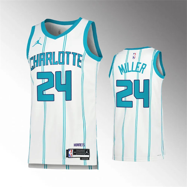 Men's Charlotte Hornets #24 Brandon Miller White Association Edition Jersey