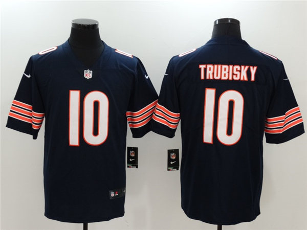 Men's Chicago Bears #10 Mitchell Trubisky Nike Navy Vapor Limited Footbll Jersey