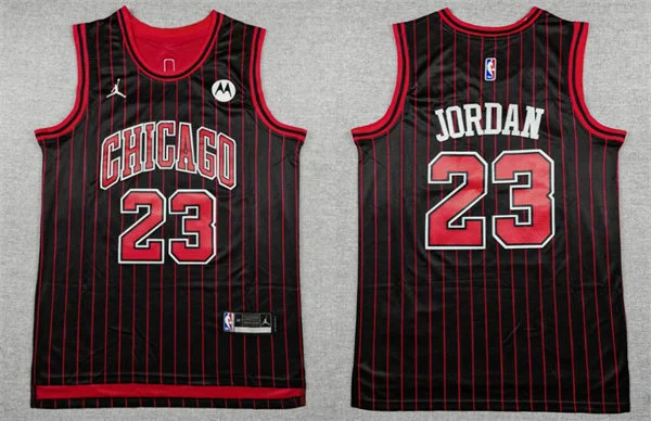 Men's Chicago Bulls #23 Michael Jordan Black Pinstripe Statement Edition Jersey
