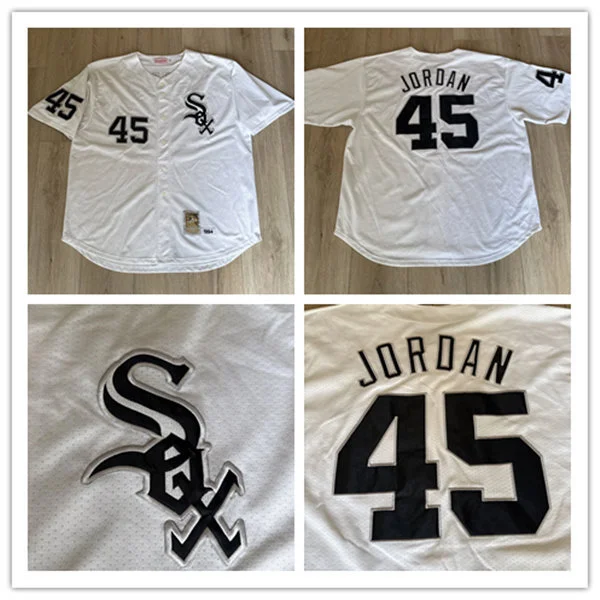 Men's Chicago White Sox #45 Michael Jordan 1994 Mitchell & Ness White Throwback Baseball Jersey