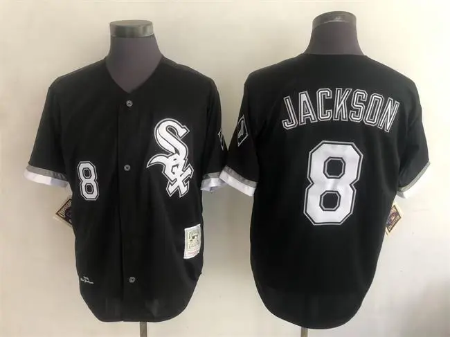 Men's Chicago White Sox #8 Bo Jackson Black Throwback Jersey