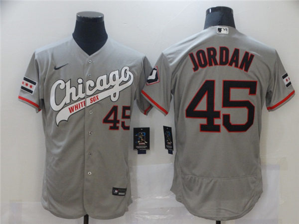 Men's Chicago White Sox Retired Player #45 Michael Jordan Nike Grey Fashion Baseball Jersey