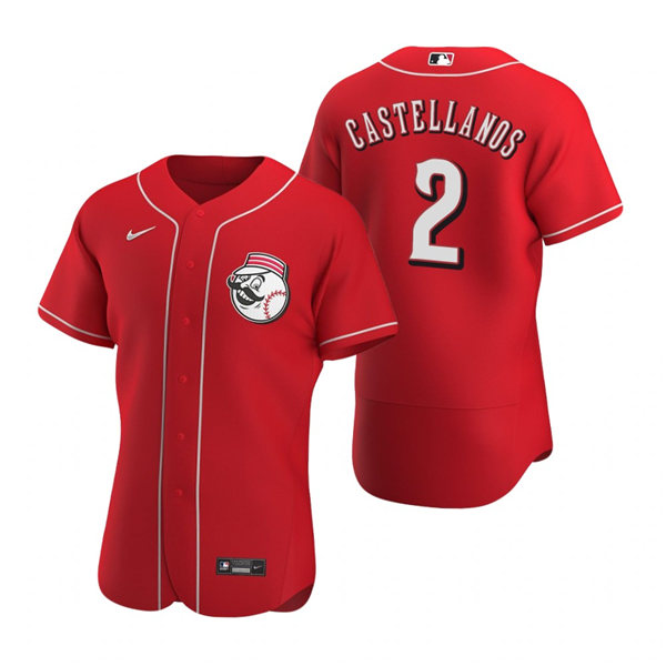 Mens Cincinnati Reds #2 Nicholas Castellanos Nike Scarlet Alternate Logo Flex Base Jersey