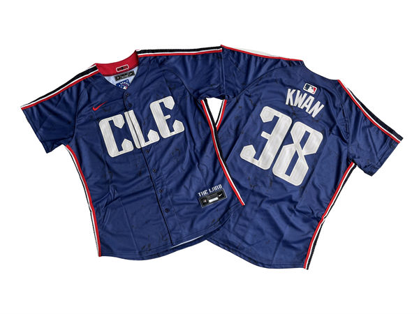 Mens Cleveland Guardians #38 Steven Kwan Nike 2024 City Connect Limited Jersey - Navy