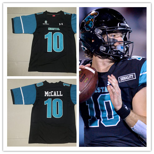 Men's Coastal Carolina Chanticleers #10 Grayson McCall Black Under Armour Football Jersey