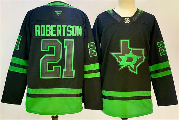 Youth Dallas Stars #21 Jason Robertson Fanatics Blackout Alternate Premium Jersey