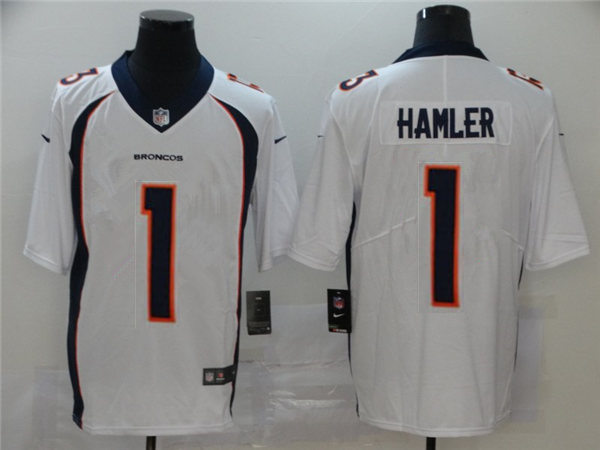 Mens Denver Broncos #1 KJ. Hamler White Nike NFL Vapor Untouchable Limited Jersey