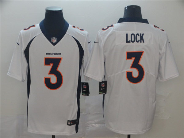 Men's Denver Broncos #3 Drew Lock White Nike NFL Vapor Untouchable Limited Jersey