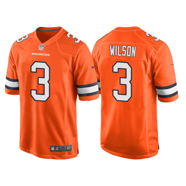 Men's Denver Broncos #3 Russell Wilson Orange Nike NFL Vapor Untouchable Color Rush Limited Player Jersey