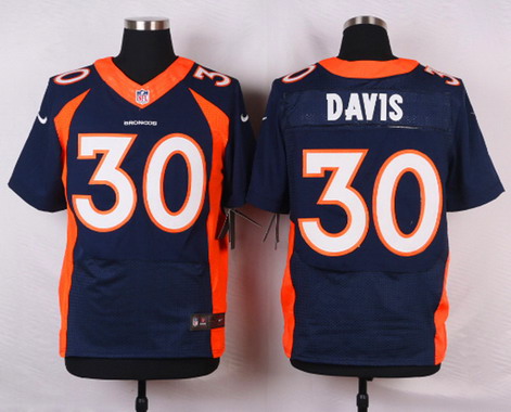 Men's Denver Broncos  Retired Player #30 Terrell Davis Blue Nik Elite Jersey