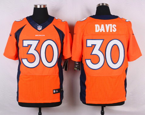 Men's Denver Broncos  Retired Player #30 Terrell Davis Orange Nik Elite Jersey