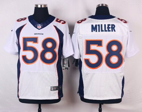 Men's Denver Broncos #58 Von Miller White Nik Elite Jersey
