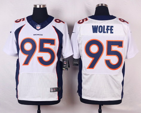 Men's Denver Broncos #95 Derek Wolfe White Nik Elite Jersey