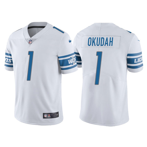 Men's Detroit Lions #1 Jeff Okudah Nike White Vapor Untouchable Limited Jersey