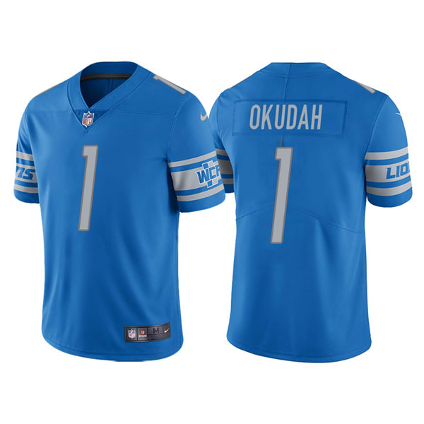 Men's Detroit Lions #1 Jeff Okudah Nike Blue Vapor Untouchable Limited Jersey