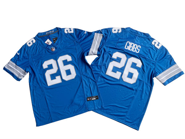 Mens Detroit Lions #26 Jahmyr Gibbs Nike 2024 Blue Vapor F.U.S.E. Limited Jersey