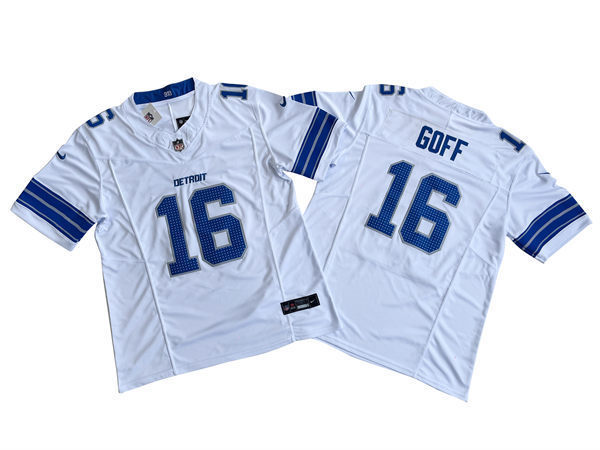 Mens Detroit Lions #16 Jared Goff Nike 2024 White Vapor F.U.S.E. Limited Jersey