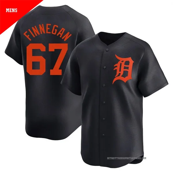 Mens Detroit Tigers #67 Kyle Finnegan Nike Navy Orange Limited Player Jersey