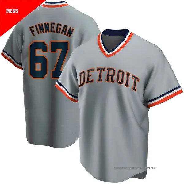 Mens Detroit Tigers #67 Kyle Finnegan Nike Gray Cooperstown Collection Jersey