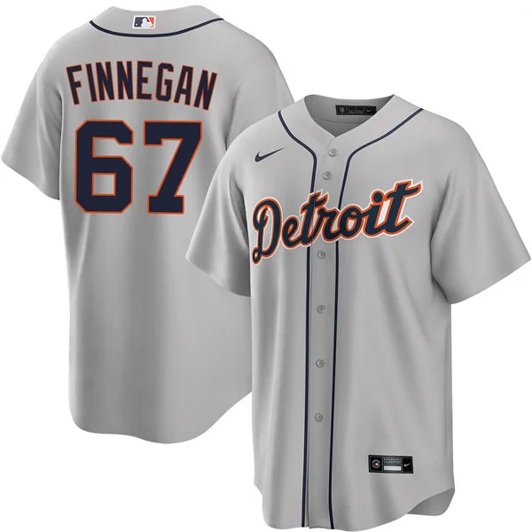 Mens Detroit Tigers #67 Kyle Finnegan Nike Gray Road Limited Player Jersey