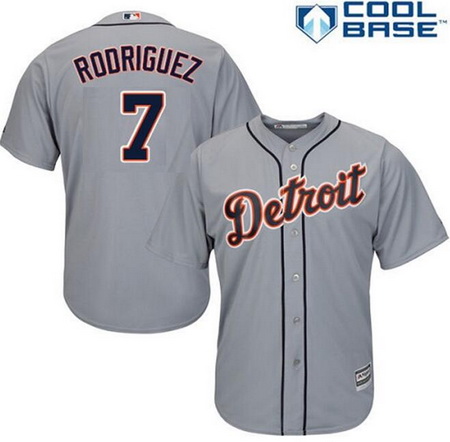 Men's Detroit Tigers #7 Ivan Rodriguez Road Gray Majestic Cooperstown Throwback Away Jersey