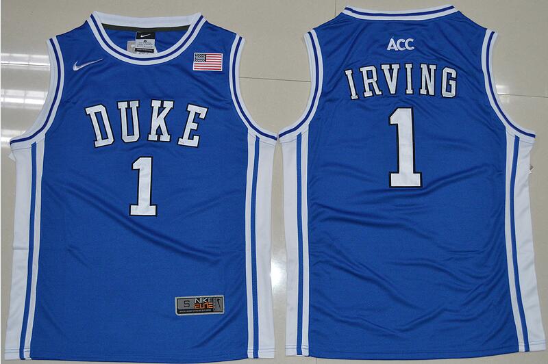 Men's Duke Blue Devils #1 Kyrie Irving 2015 Blue Round Collar Jersey