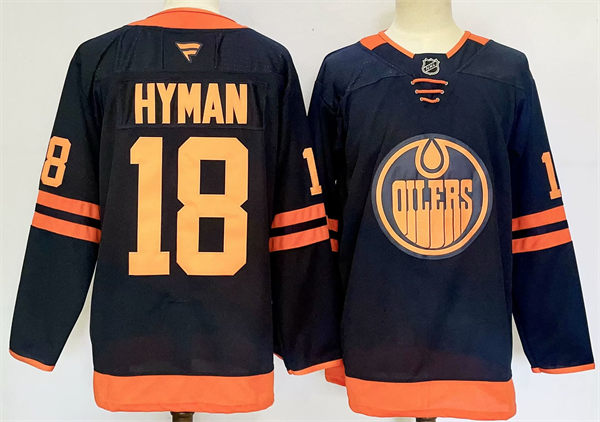 Men's Edmonton Oilers #18 Zach Hyman Fanatics Navy Alternate Jersey