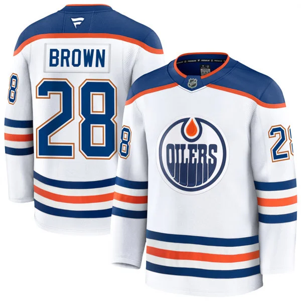 Men's Edmonton Oilers #28 Connor Brown Fanatics Away White Jersey