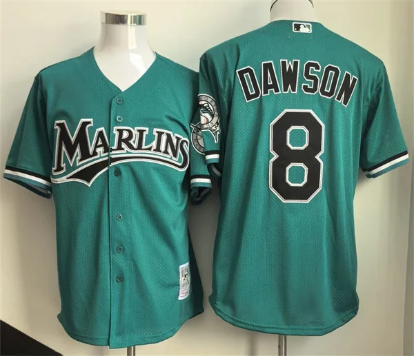 Men's Florida Marlins #8 Andre Dawson Mesh BP Teal Green Throwback Jersey