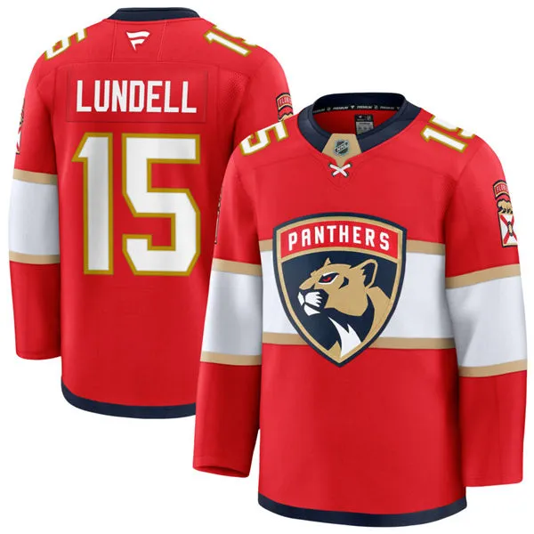 Men's Florida Panthers #15 Anton Lundell Fanatics Red Home Primegreen Player Jersey